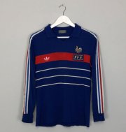 1984-86 France Retro Long Sleeve Home Soccer Jersey Shirt