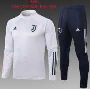 2020-21 Juventus Kids Light Grey Sweatshirt and Pants Youth Training Kits
