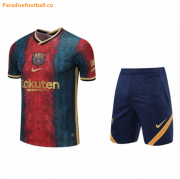 2021-22 Barcelona Classic Red Blue Short Sleeve Training Kits Shirt + Shorts