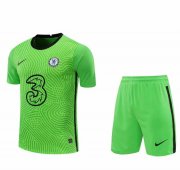 2020-21 Chelsea Goalkeeper Green Soccer Jersey Kits (Shirt+Shorts)