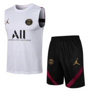2020-21 PSG x Jordan White Training Vest Kits Soccer Shirt with Shorts
