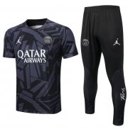 2022-23 PSG Black Grey Training Kits Shirt with Pants