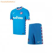 Kids 2021-22 Atletico Madrid Third Away Soccer Kits Shirt With Shorts