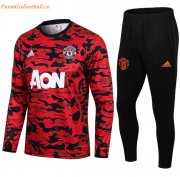 2021-22 Manchester United Red Black Training Sweatshirt with Pants