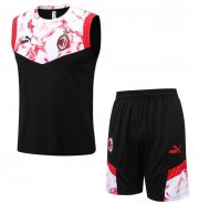 2022-23 AC Milan Black White Training Vest Kits Soccer Shirt with Shorts