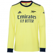 2021-22 Arsenal Long Sleeve Away Yellow Soccer Jersey Shirt