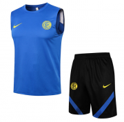 2021-22 Inter Milan Men's Blue Vest Training Kits Shirt with Shorts