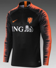 2018 Netherlands Black Zipper Sweat Shirt