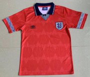 1990 England Retro Red Away Soccer Jersey Shirt