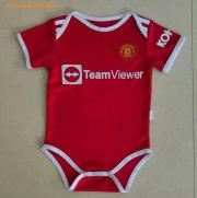 2021-22 Manchester United Infant Home Soccer Jersey Little Baby Kit