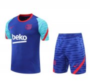 2021-22 Barcelona Blue Short Sleeve Training Kits Shirt + Shorts