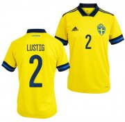 2020 EURO Sweden Home Soccer Jersey Shirt Mikael Lustig #2