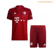 2021-22 Bayern Munich Kids Home Soccer Youth Kits Shirt With Shorts