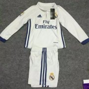 Kids Real Madrid 2016-17 LS Home Soccer Shirt With Shorts