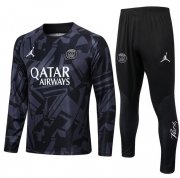 2022-23 PSG Black Grey Training Kits Sweatshirt with Pants