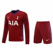 2020-21 Tottenham Hotspur Long Sleeve Goalkeeper Red Soccer Jersey Kits (Shirt+Shorts)