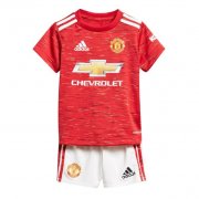 Kids 2020-21 Manchester United Home Soccer Youth Kits Shirt With Shorts