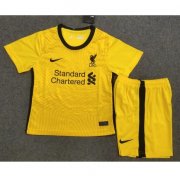 2020-21 Liverpool Kids Goalkeeper Yellow Soccer Kits Shirt With Shorts