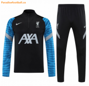 2021-22 Liverpool Black Blue Training suits Sweatshirt with Pants
