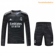2021-22 Real Madrid Long Sleeve Goalkeeper Black Soccer Kits (Shirt+Shorts)