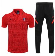 2021-22 Atletico Madrid Red Polo Kits Shirt + Pants