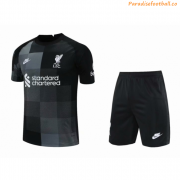 2021-22 Liverpool Black Goalkeeper Soccer Jersey Uniforms (Shirt+Shorts)