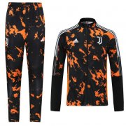 2021-22 Juventus Black Orange Training Kits Jacket with Pants