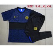 2020-21 Inter Milan Black Blue Training Kits Shirt with Pants