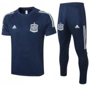 2020 EURO Spain Navy Short Sleeve Training Kits Shirt with Pants
