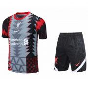 2021-22 Liverpool Grey Short Sleeve Training Kits Shirt with Shorts