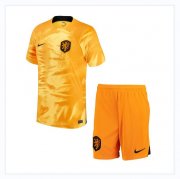 Kids Netherlands 2022 FIFA World Cup Home Soccer Kits Shirt With Shorts
