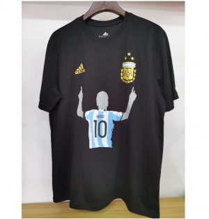 2022 FIFA World Cup Argentina Three Stars Black Messi T-Shirt