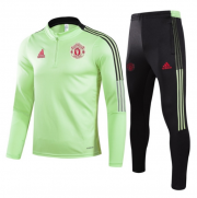 2021-22 Manchester United Green Training Kits Sweatshirt with Pants