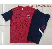 2020 France Red Navy Training Sets Capri Pants with Shirt