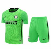 2020-21 Inter Milan Green Goalkeeper Soccer Jersey Kits (Shirt+Shorts)