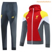 2021-22 Liverpool Grey Red Training Kits Hoodie Jacket with Pants