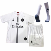 Kids PSG Jordan 2018-19 Third Away White Soccer Whole Kit (Shirt + Shorts + Socks)