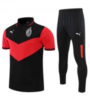 2021-22 AC Milan Black Red Polo Kits Shirt with Pants