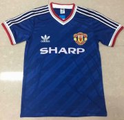 1986 Manchester United Retro Blue Away Soccer Jersey Shirt