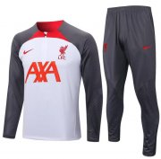 2022-23 Liverpool White Grey Training Kits Sweatshirt with Pants