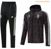 2021-22 Juventus Black Tracksuits Hoodie windbreaker Jacket Kits with Pants