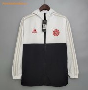 2021-22 Ajax White Black Windbreaker Hoodie Jacket