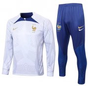 2022 FIFA World Cup France White Blue Training Sweatshirt Kits with Pants
