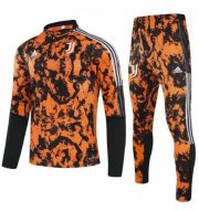 2021-22 Juventus Black Orange Training Kits Sweatshirt with Pants