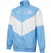 2021-22 Manchester City Blue White Windbreaker Hoodie Jacket