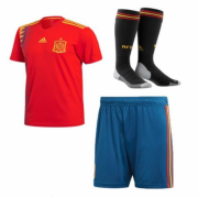 Kids Spain 2018 world cup Home Soccer whole kits (jersey+Shorts+Socks)