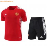 2021-22 Manchester United Red Grey Training Kits Shirt with Shorts