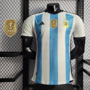 2022 FIFA World Cup Argentina Three Stars Men's Home Soccer Jersey Shirt Player Version