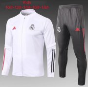 Kids 2020-21 Real Madrid White Training Kits Youth Jacket with Pants