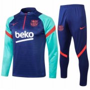 2021-22 Barcelona Blue Sweat Shirt and Trousers Training Suits